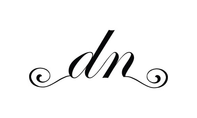  Initial Handwritten DN D N Letters Logo with a minimalist design.
