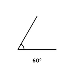 60 degree angle icon vector illustration. Abstract thin black line math symbol for geometry and trigonometry in school, geometric pictogram of right angle, sixty degree isolated on white background