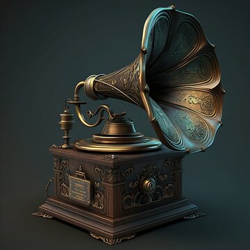 old gramophone with art #ai generated