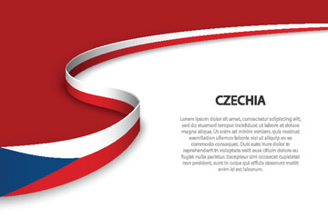 Wave flag of Czechia with copyspace background