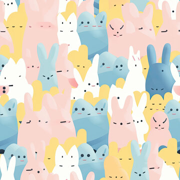 A seamless pattern of Easter peeps with just simple shape. generative ai