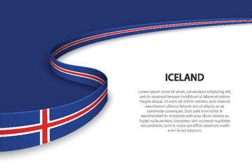 Wave flag of Iceland with copyspace background