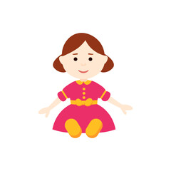 Cute doll in red dress, toy for girls fun game, ragdoll with beautiful face and hair