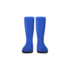 Rubber boots, safety PPE blue gumboots, pair of waterproof high shoes for wet weather