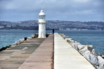 The breakwater area in Brixham Devon UK