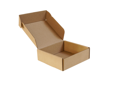 open cardboard box for product container in rectangle shape in png format