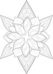 Mandala art for Coloring Books. Hand drawn flowers in zentangle style for t-shirt design or tattoo and coloring book