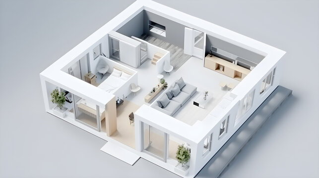 Illustration of a modern flat with state of the art interior design - Alternative 4