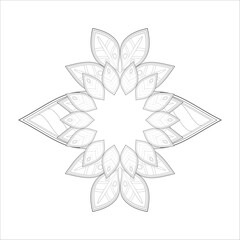 Mandala art for Coloring Books. Hand drawn flowers in zentangle style for t-shirt design or tattoo and coloring book