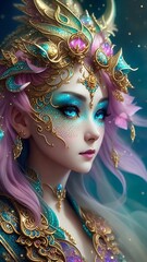 Woman with mask - Dragon Lady  (Created with Generative AI technology)