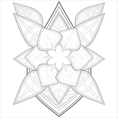 Mandala art for Coloring Books. Hand drawn flowers in zentangle style for t-shirt design or tattoo and coloring book