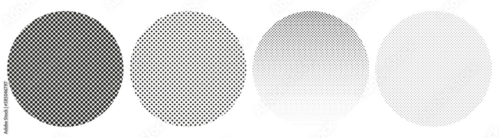 Aufkleber Abstract halftone dots vector background circle texture set 