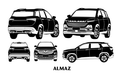 Set of Various Car silhouette vector illustration, Sport modern car