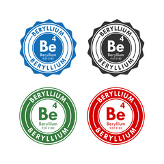 beryllium icon set. vector illustration in 4 colors options for web design