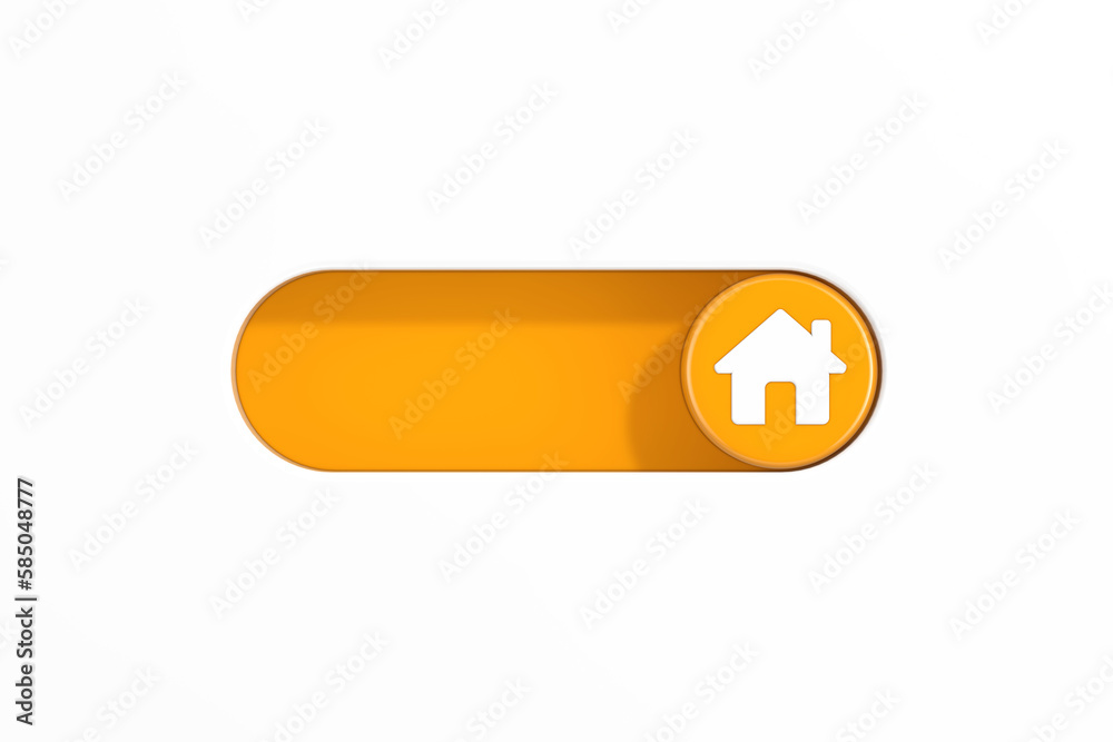 Poster Yellow Toggle Switch Slider with Home House Icon. 3d Rendering
