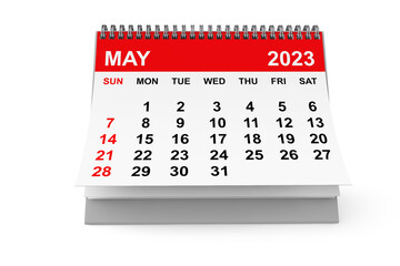 Calendar May 2023. 3d rendering