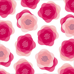 Seamless pattern with Scandinavian flower illustrations - Vector