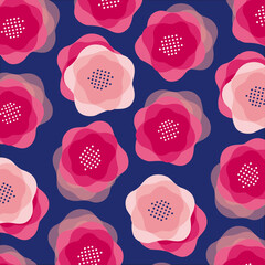 Seamless pattern with Scandinavian flower illustrations - Vector