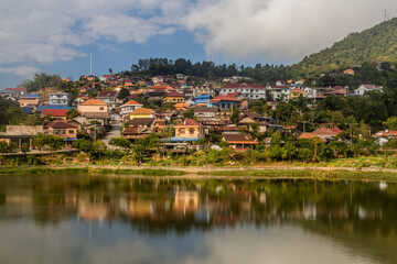 Fototapeta na wymiar Small pond in Phongsali town, Laos