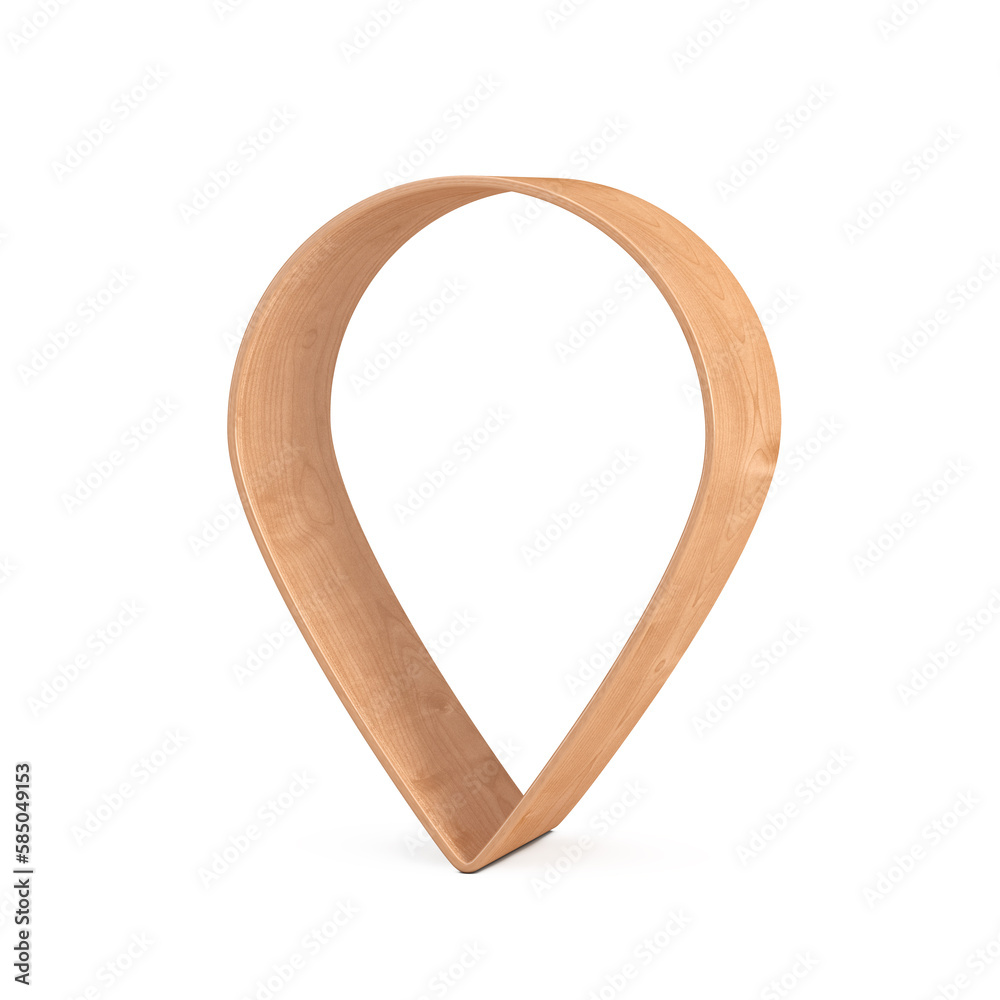 Poster abstract wooden target destination map pointer pin. 3d rendering