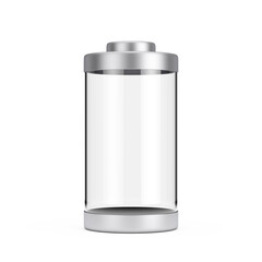 Abstract Empty Glass Battery with Metal Caps. 3d Rendering