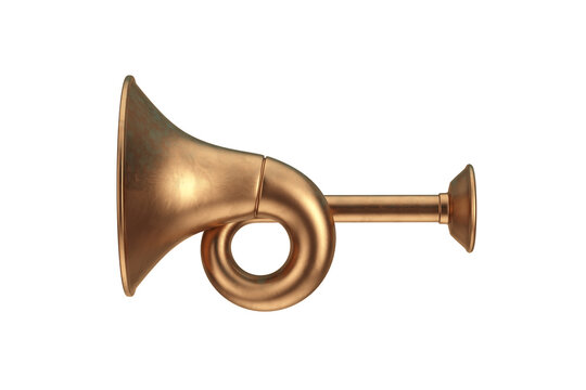 Copper Hunting Horn. 3d Rendering