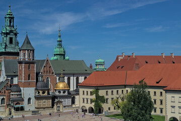 Fototapeta premium Krakow, Poland - Wawel Cathedral in Krakow Royal Castle. View of the Cathedral of St. Stanislav and Wenceslas. One of the most popular attractions in Poland.