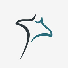 simple black and blue stingray line icon logo vector design, modern logo pictogram design of manta ray fish © Tamiline