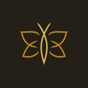 luxury gold butterfly logo vector design , abstract modern animal logo pictogram design of beautiful insect butterfly