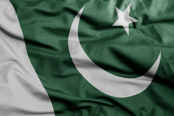 waving national flag of pakistan .macro shot. 3D illustration - obrazy, fototapety, plakaty