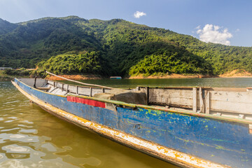 Boat at Nam Ou 5 reservoir, Laos