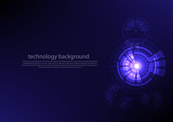Blue circle and line technology abstract technology innovation concept vector background and glowing light