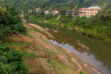Fototapeta na wymiar Nam Phak river in Muang Khua town, Laos