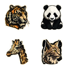 Animals Flat Icon Set Isolated On White Background