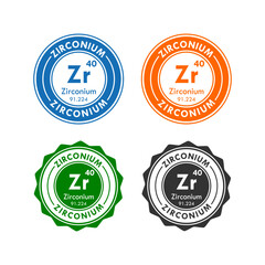 zirconium icon set. vector illustration in 4 colors options for web design