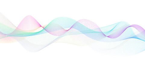 Abstract colorful blue, pink blend wave lines on transparent background. Modern colorful flowing wave lines and glowing moving lines. Futuristic technology and sound wave pattern.