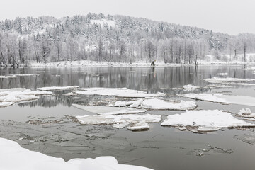 Winter Tranquility Along Göta Älv river.