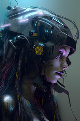 Cyberpunk Android Woman, Generative AI