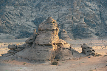 Rocky landscape at the prehistoric rock carvings in Jubbah, a UNESCO World Heritage Site in Saudi Arabia