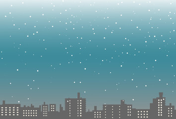 雪降る街のイラスト