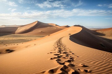 Fototapeta na wymiar Exploring the Wild Expanse of the Desert Dunes: An Arid Adventure in Namibia, Sahara, and Beyond. Generative AI