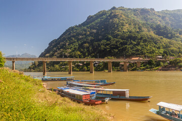 Bridge across Nam Ou river in Nong Khiaw, Laos