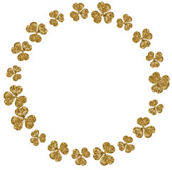 Gold Circle Frame Border with Flowers
