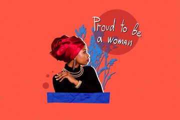 Diversity ethnic lady proud to be a woman concept stand for women equality rights with men male...