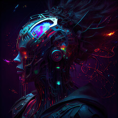 cyberpunk futuristic cyborg android head