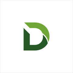 D Leaf Logo Letter Design with Green Leaf Outline Vector Illustration.