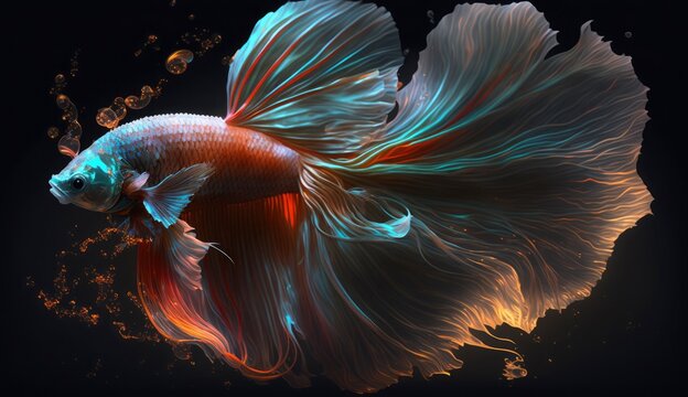 Beauty fantasy fighting fish art , Generative Ai