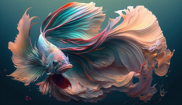Beauty fantasy fighting fish art , Generative Ai