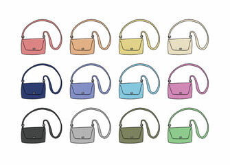 ショルダーバッグのイラストセット