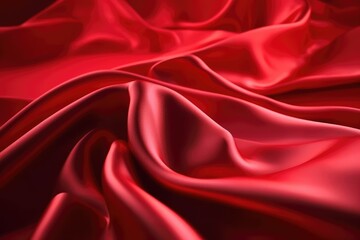 red silk abstract background, generative AI